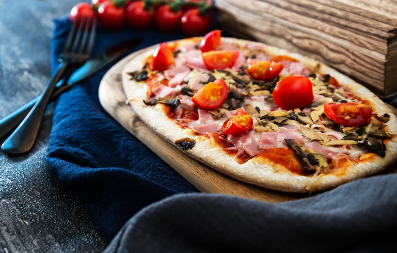 Photo wallpaper food, pizza, cutting Board