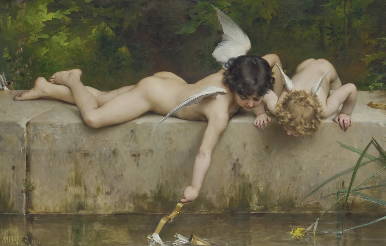 Photo wallpaper salvation, French painter, Emile Munier, 1894, French painter, oil on canvas, Emil Munie, A rescue