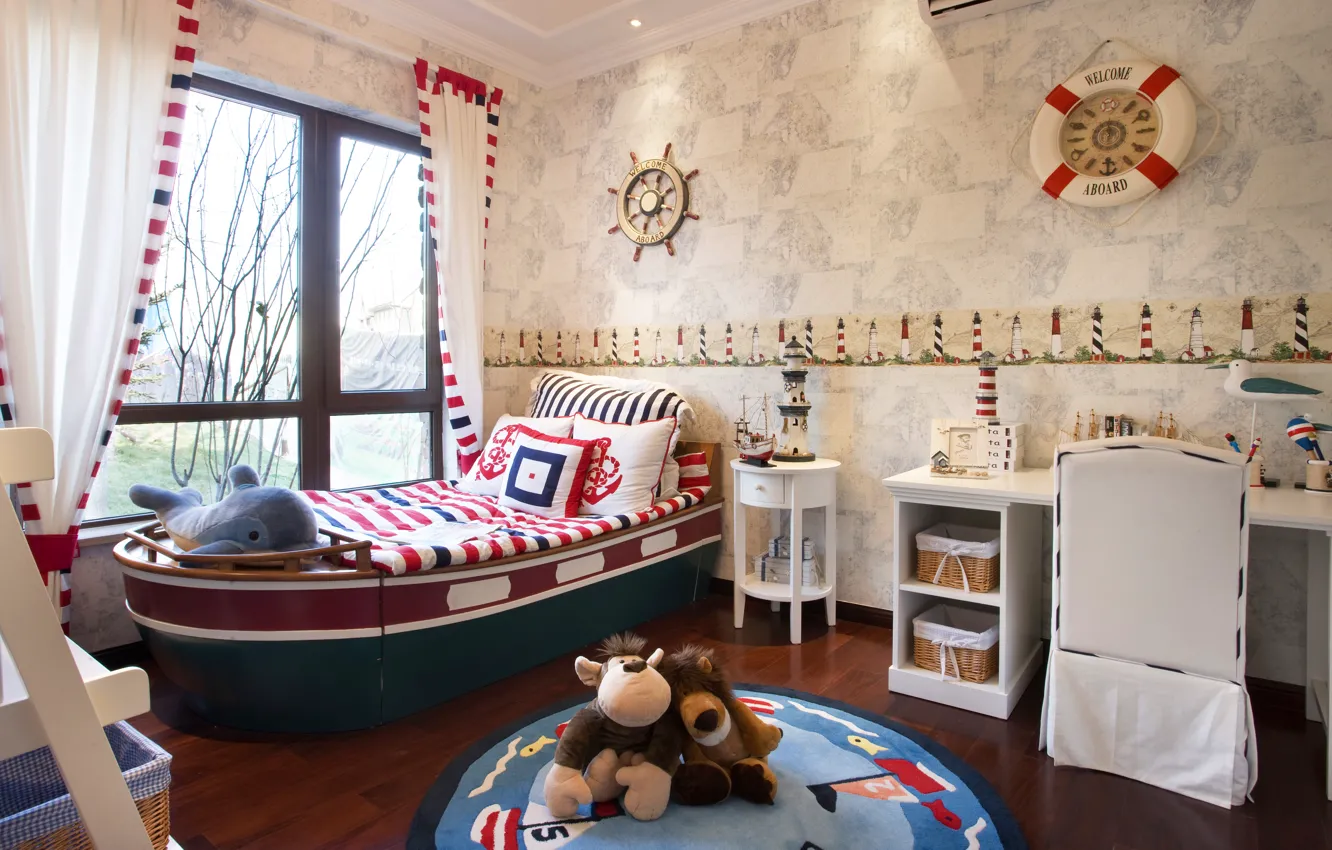 Photo wallpaper design, furniture, bed, interior, children's room, Childrens bedroom