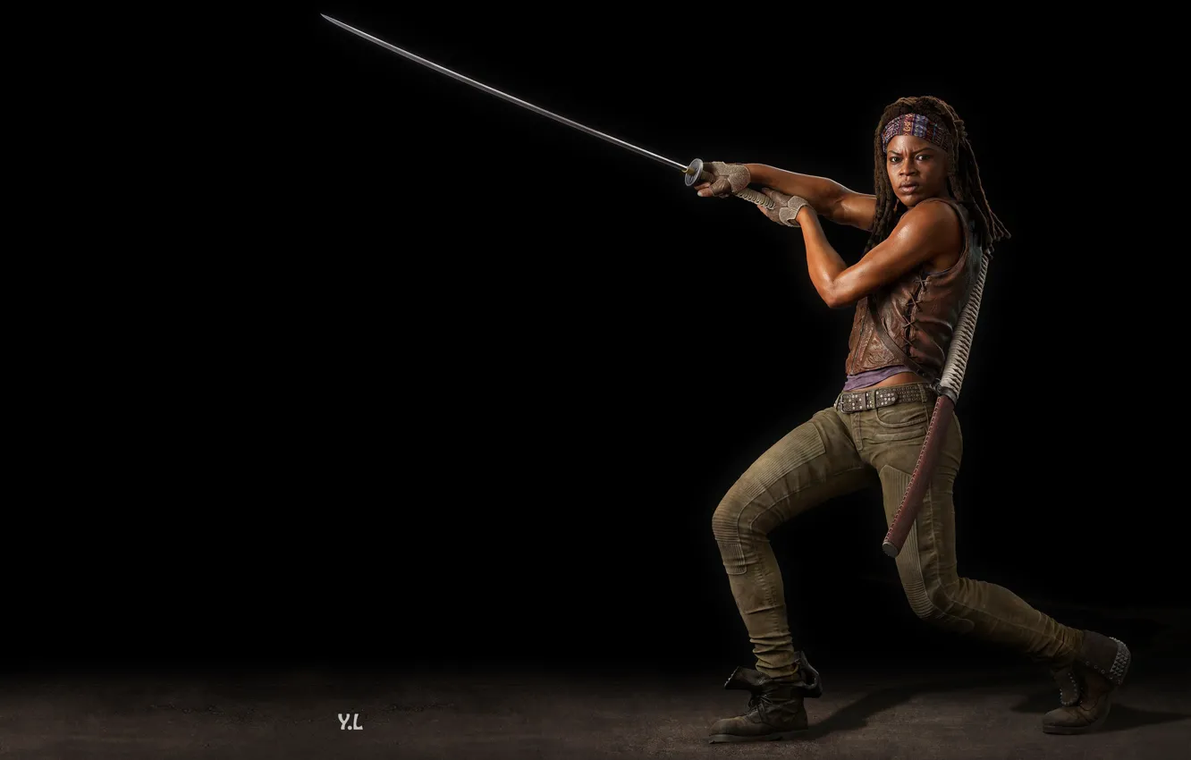 Photo wallpaper art, The walking dead, Michonne, 3 D, le yang