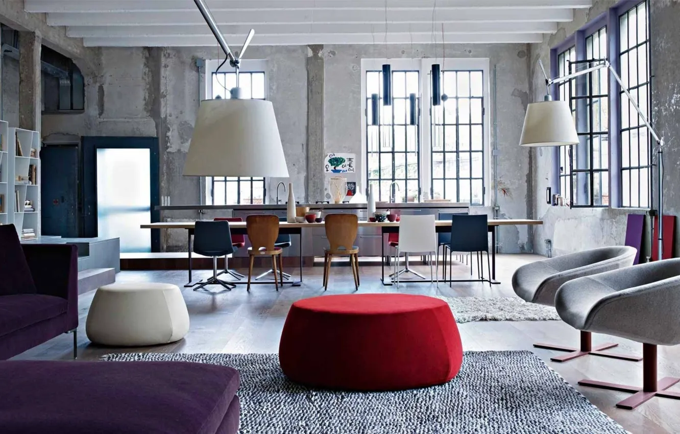 Photo wallpaper loft style, interior, Loft Hipster, dining room, living room, kitchen, design