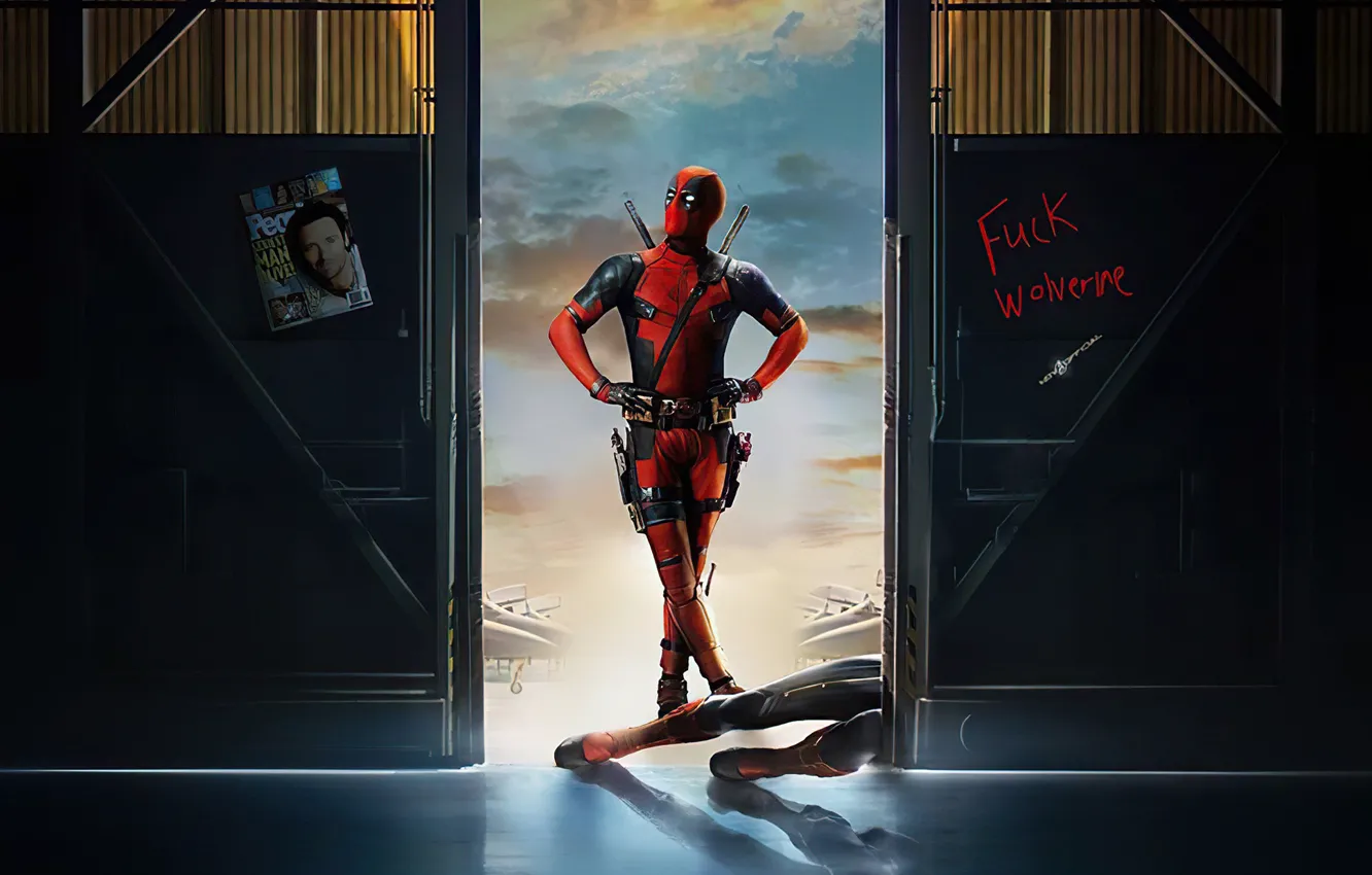 Photo wallpaper pose, hero, costume, male, Ryan Reynolds, Deadpool, Marvel, Deadpool