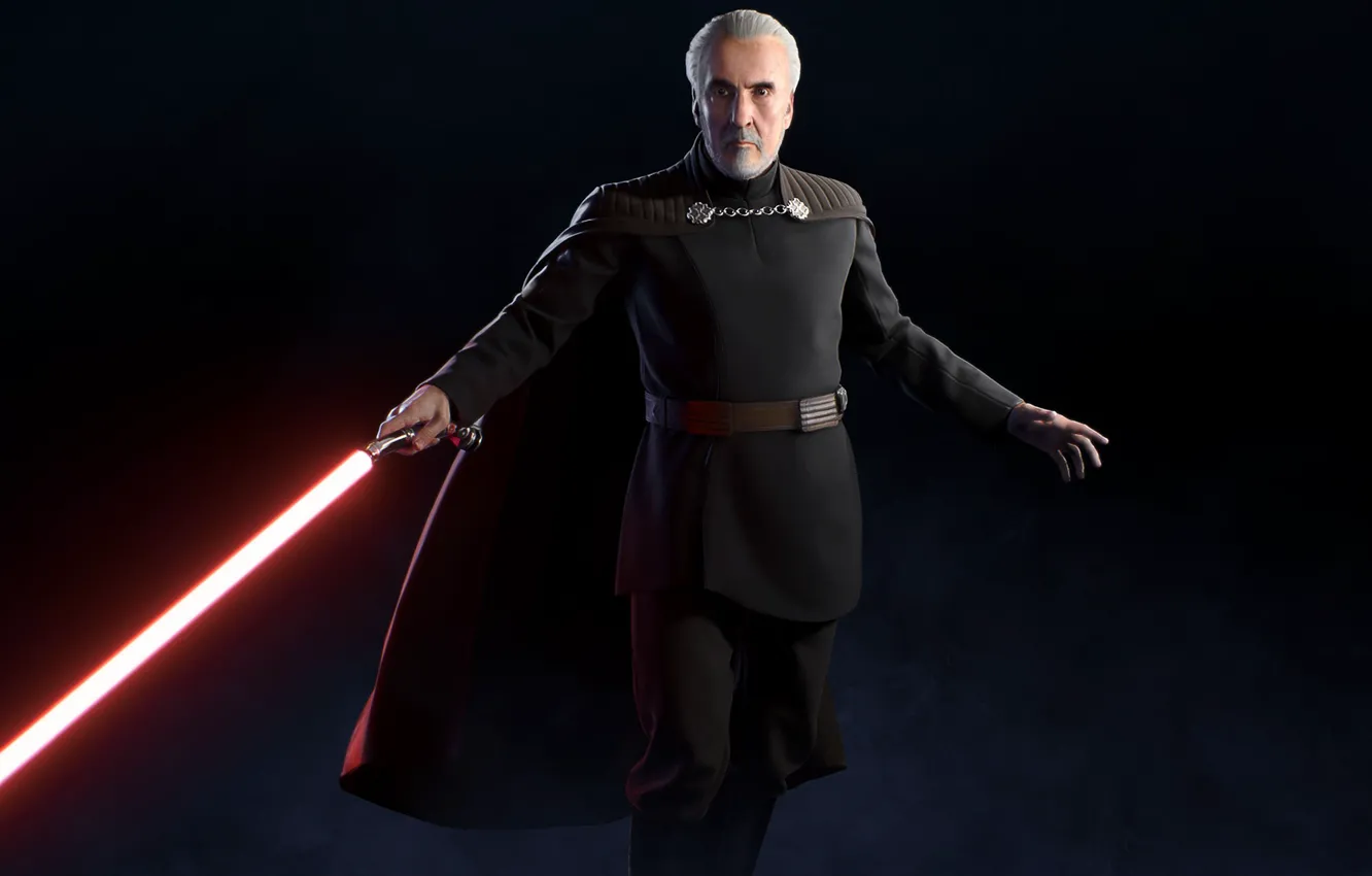 Photo wallpaper Star Wars, lightsaber, sith, Christopher Lee, Battlefront 2, count Dooku