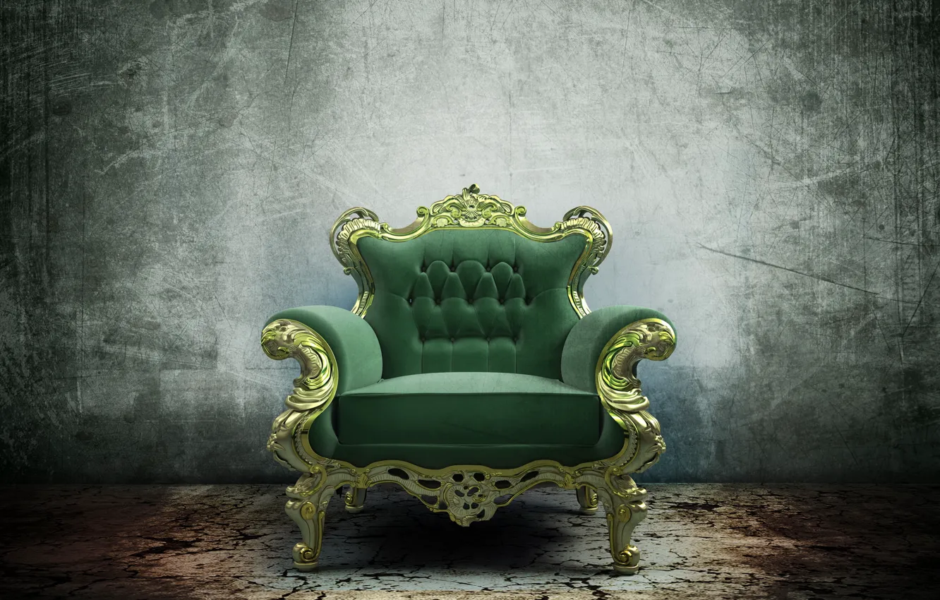 Photo wallpaper furniture, chair, chair, green, the throne, render