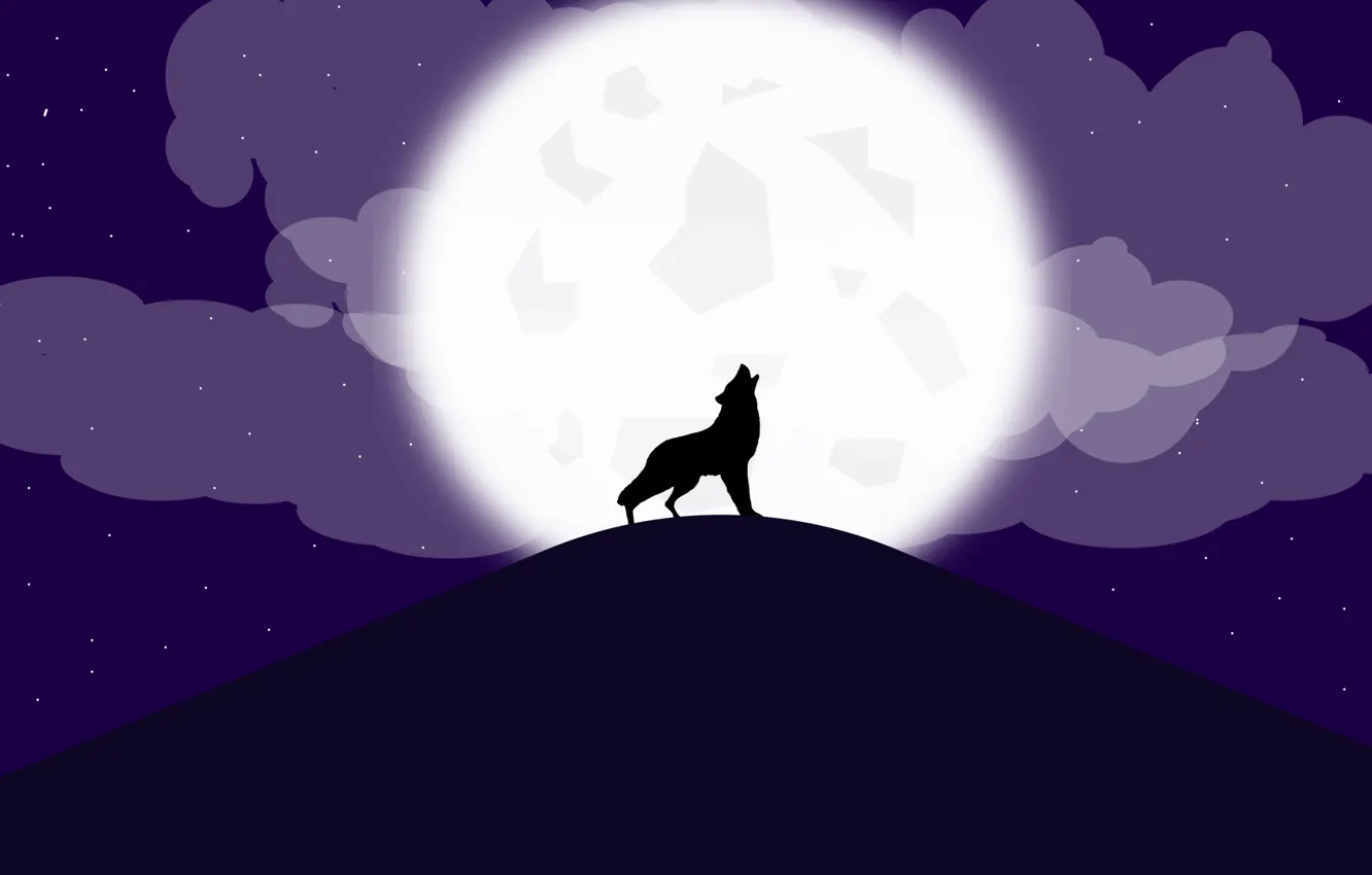 Photo wallpaper stars, clouds, the moon, predator, the atmosphere, wolves, werewolf, forest