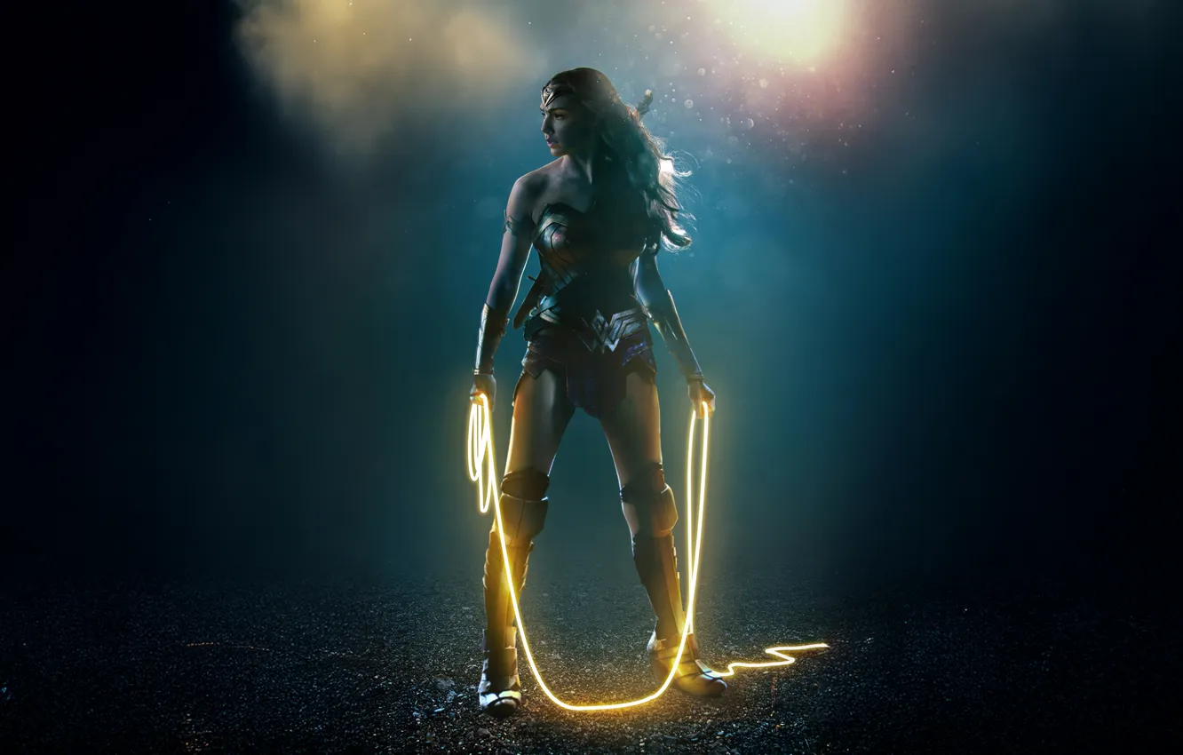 Photo wallpaper golden, Wonder Woman, Lasso