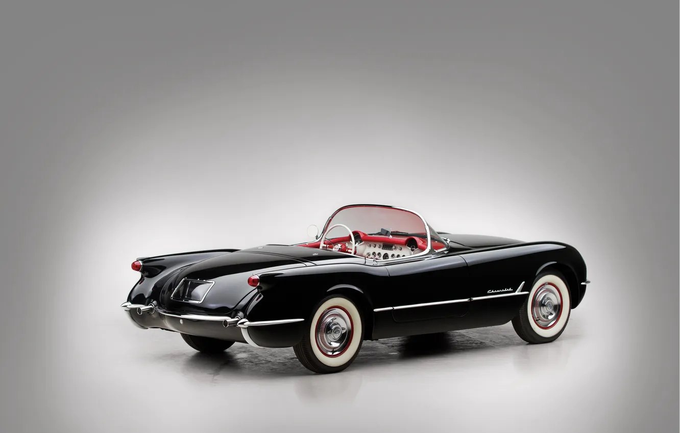 Photo wallpaper Corvette, Chevrolet, black, 1954, retro cars, Chevrolet Corvette Black