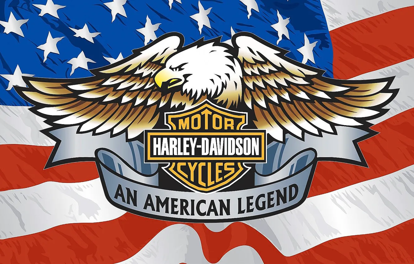 Photo wallpaper Brand, Eagle, Harley Davidson., American flag