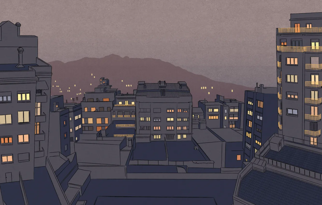 Photo wallpaper light, the city, lights, mood, home, minimalism, window, HD wallpapers