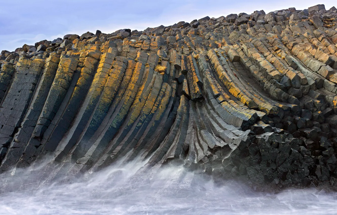 Photo wallpaper Iceland, Iceland, Basalt columns, Basalt columns, Coast Skagi Peninsula, the coast of the Skagi Peninsula