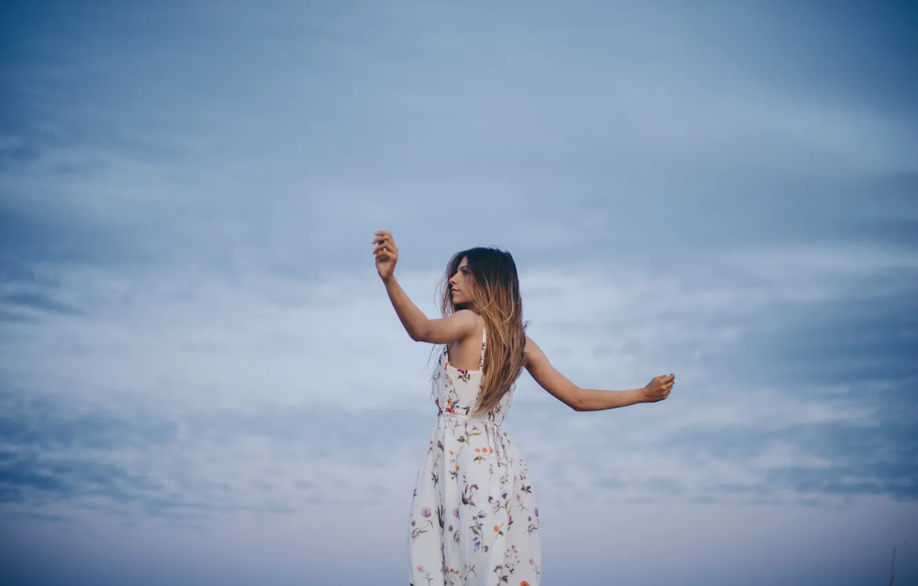 Photo wallpaper girl, pose, sundress