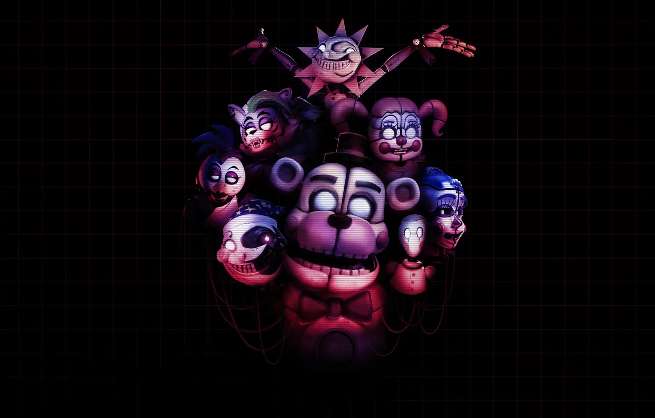Photo wallpaper Games, Freddy, Bonnie, Chica, Five Nights at Freddy's, Dark background, Dark aesthetic, Animatronics