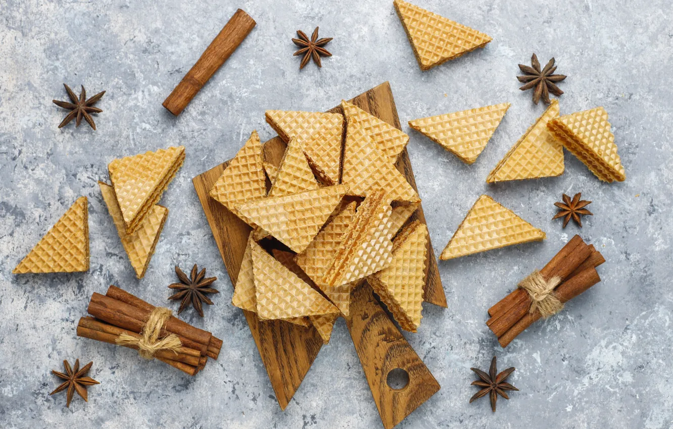 Photo wallpaper cinnamon, waffles, clove