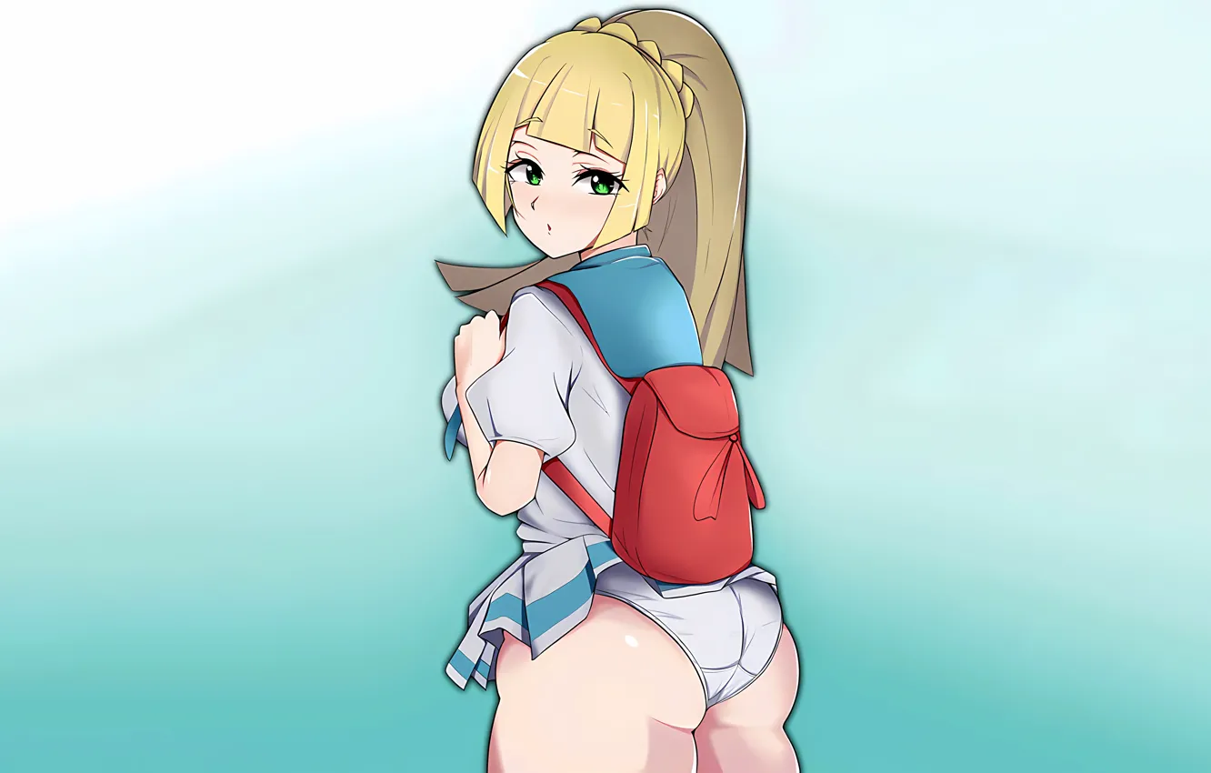 Photo wallpaper girl, sexy, lingerie, ass, school uniform, panties, green eyes, long hair