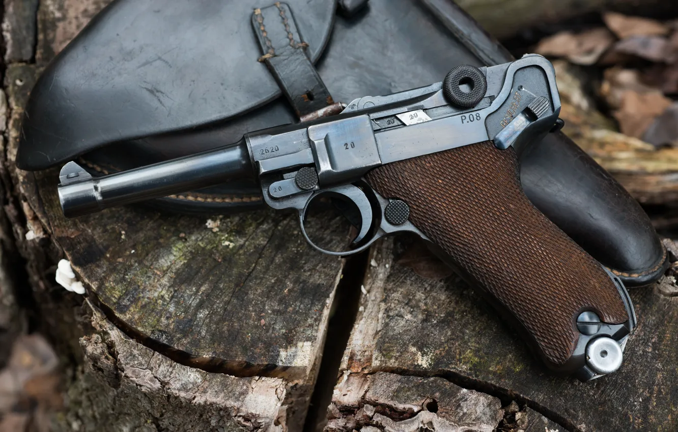 Photo wallpaper gun, holster, 1941, Luger
