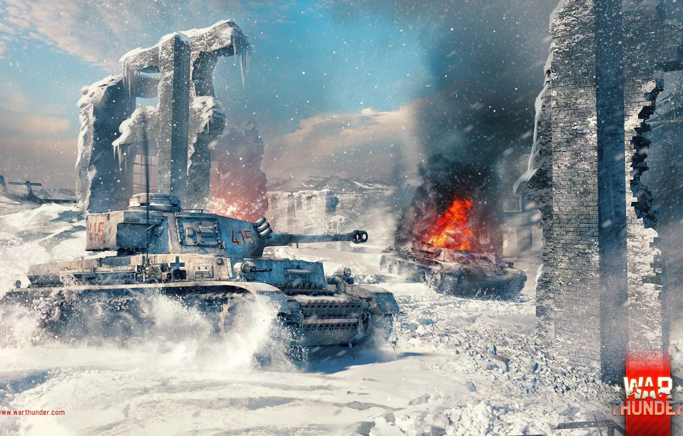 Photo wallpaper Pz.Kpfw. IV Ausf. G, War Thunder, Gaijin Entertainment, Winter Map, Medium Tank, Stalingrad Factory