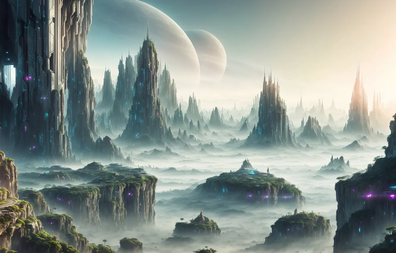 Photo wallpaper city, landscape, art, fantastic, Future, digital art, futuristic, Cyberpunk