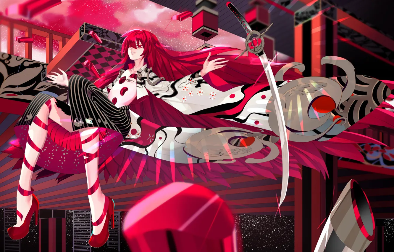 Photo wallpaper girl, anime, red, Houseki no kuni