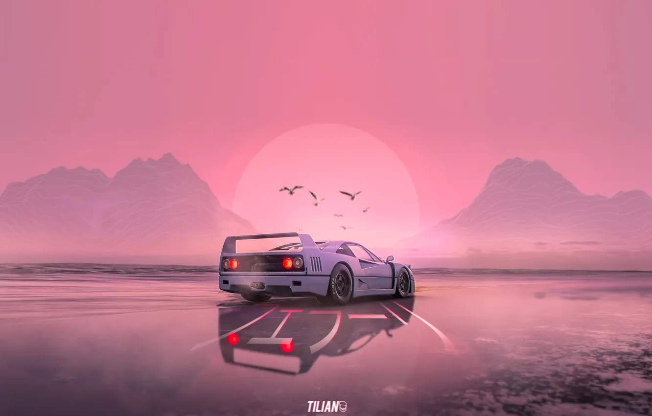 Photo wallpaper white, the sun, sunset, style, music, background, Ferrari, supercar