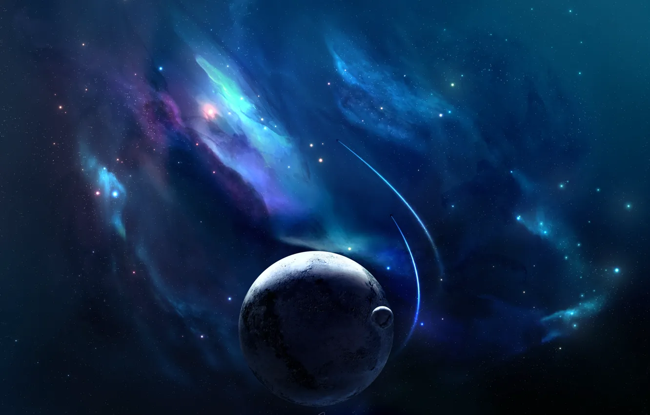 Photo wallpaper Space, Planet, Planets, Nebulae, Stars, Space, Spacecrafts