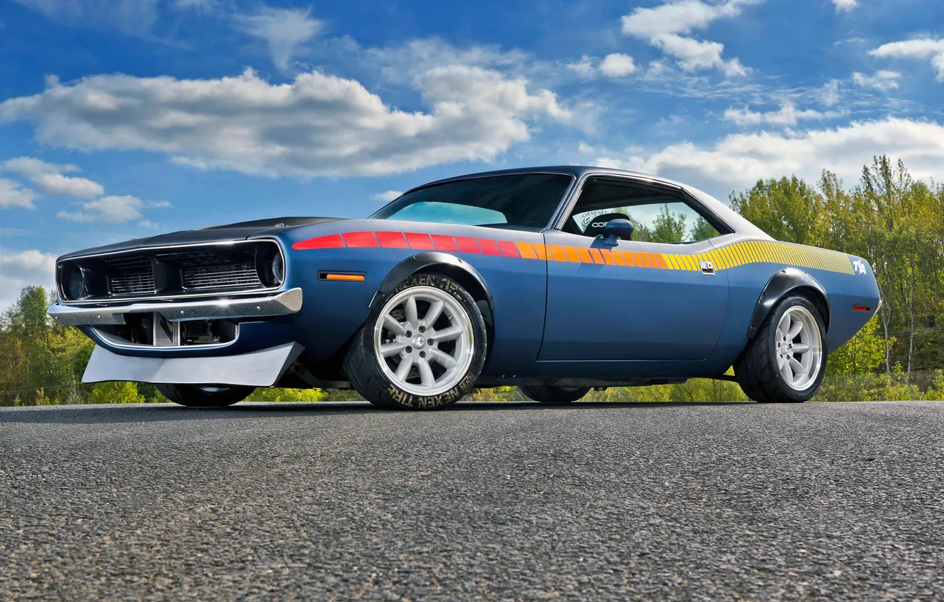 Photo wallpaper Drift, Blue, Barracuda, Cuda, 1972, HEMI, Plymonth, Tony Angelo's