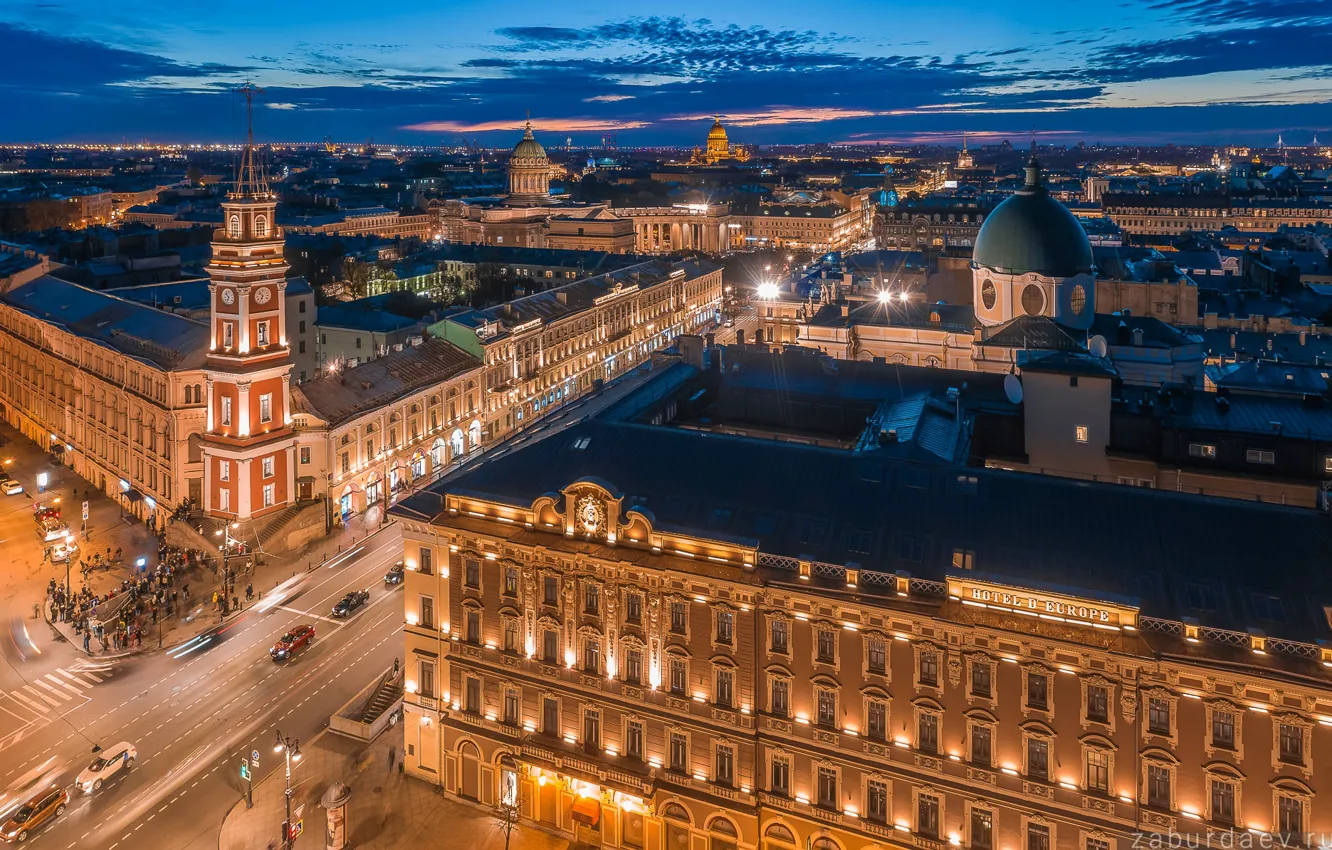 Photo wallpaper building, Saint Petersburg, Russia, architecture, night city, Nevsky Prospekt, Stanislav Zaburdaev