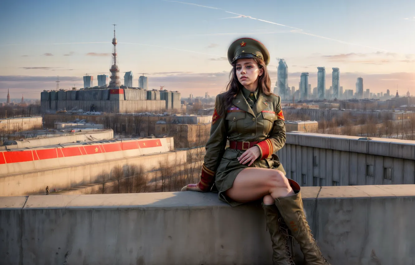 Photo wallpaper soldier, dress, AI girl