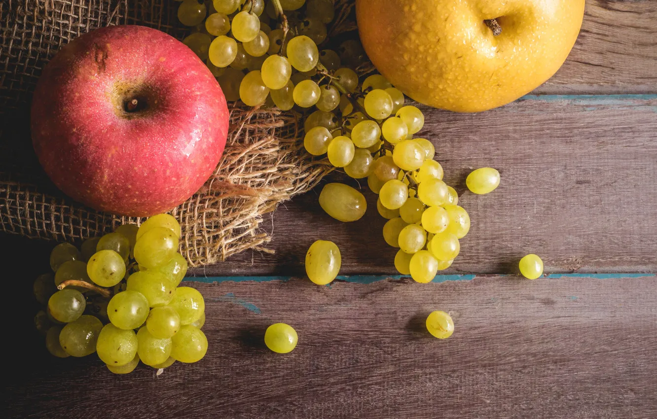 Photo wallpaper berries, apples, grapes, fruit