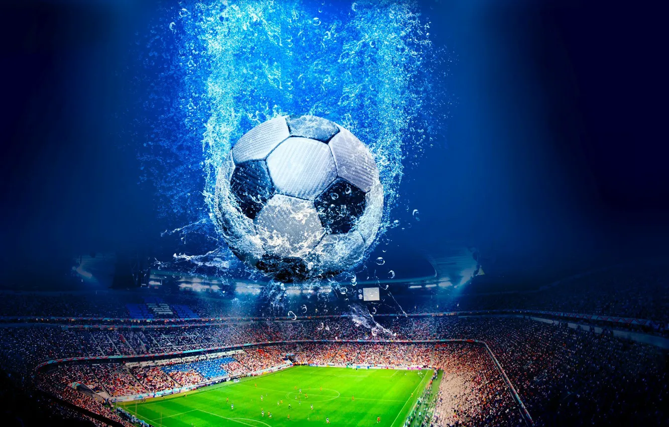 Photo wallpaper field, football, the ball, stadium