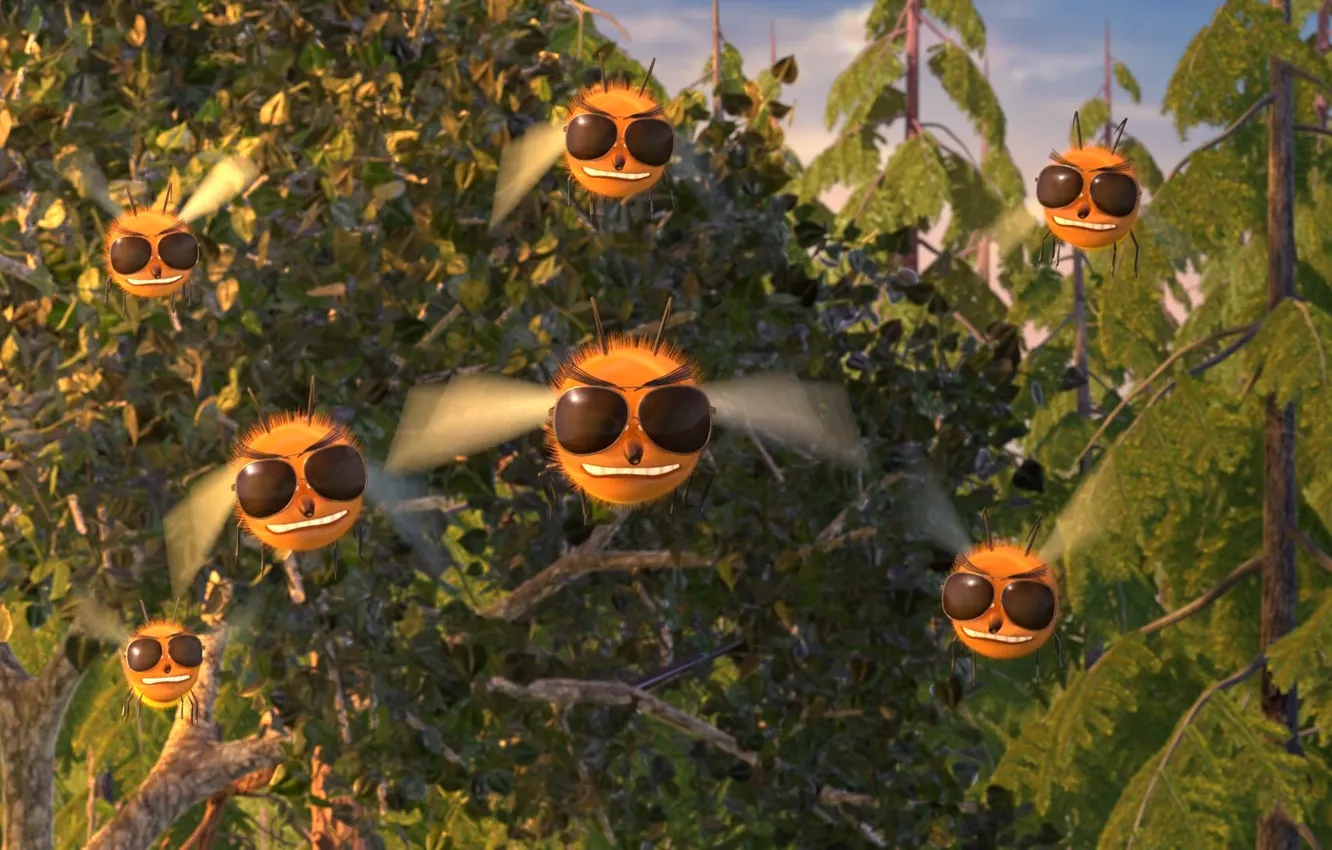 Photo wallpaper bee, Masha and the bear, The animated series