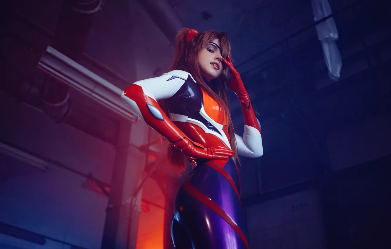 Photo wallpaper smile, Neon Genesis Evangelion, cosplay, cosplay, cute girl, Asuka Langley, tight-ass suit
