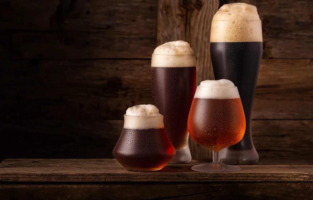 Photo wallpaper foam, glass, beer