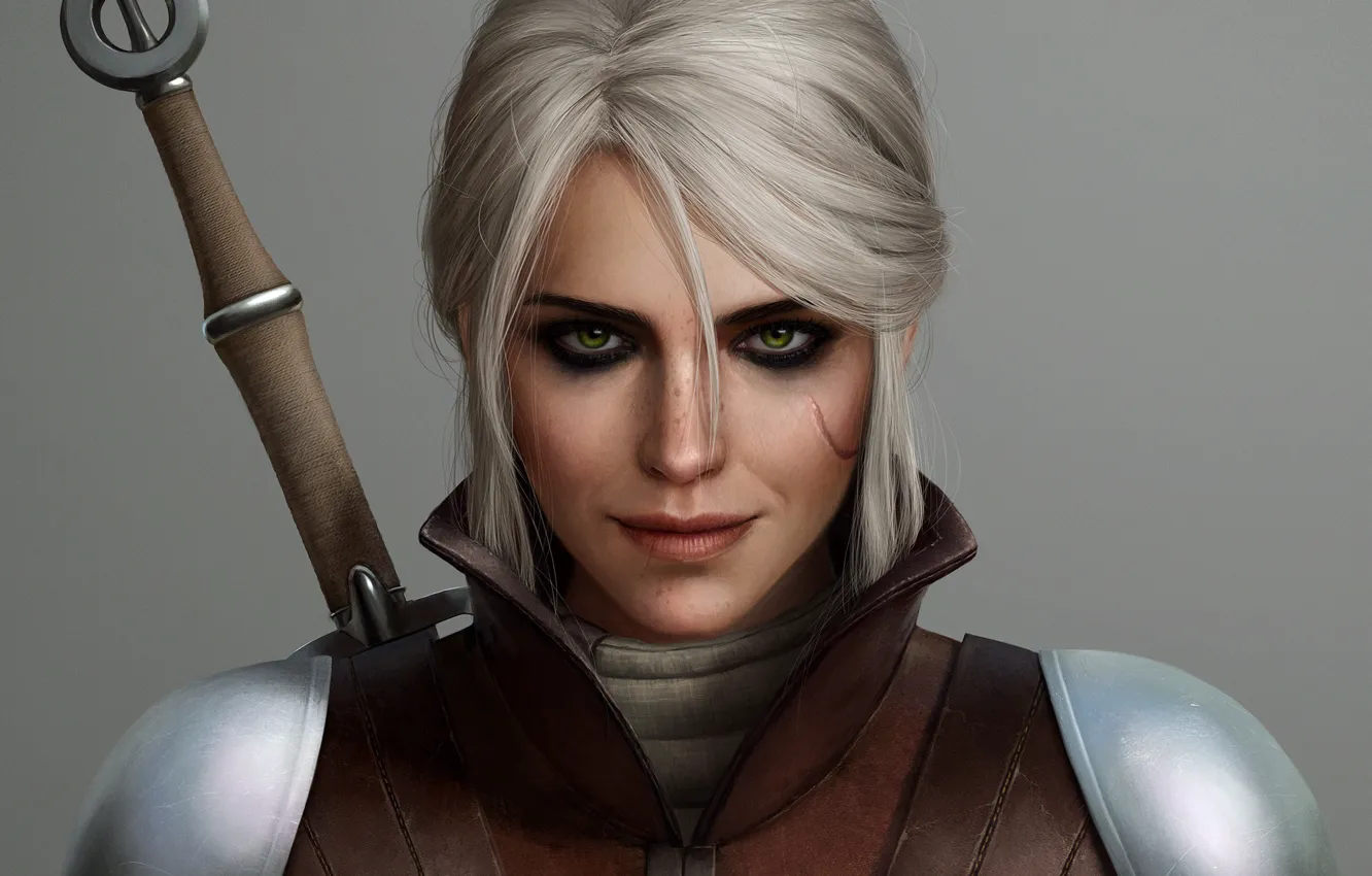Photo wallpaper girl, sword, scar, The Witcher, The Witcher 3 Wild Hunt, Cirilla Fiona Elen Riannon, Ciri, …