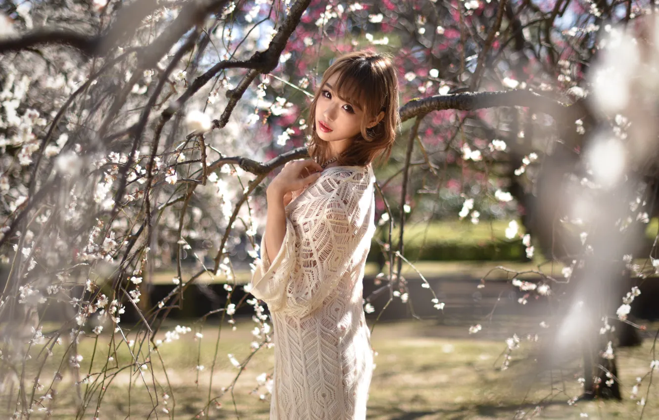 Photo wallpaper girl, spring, Asian