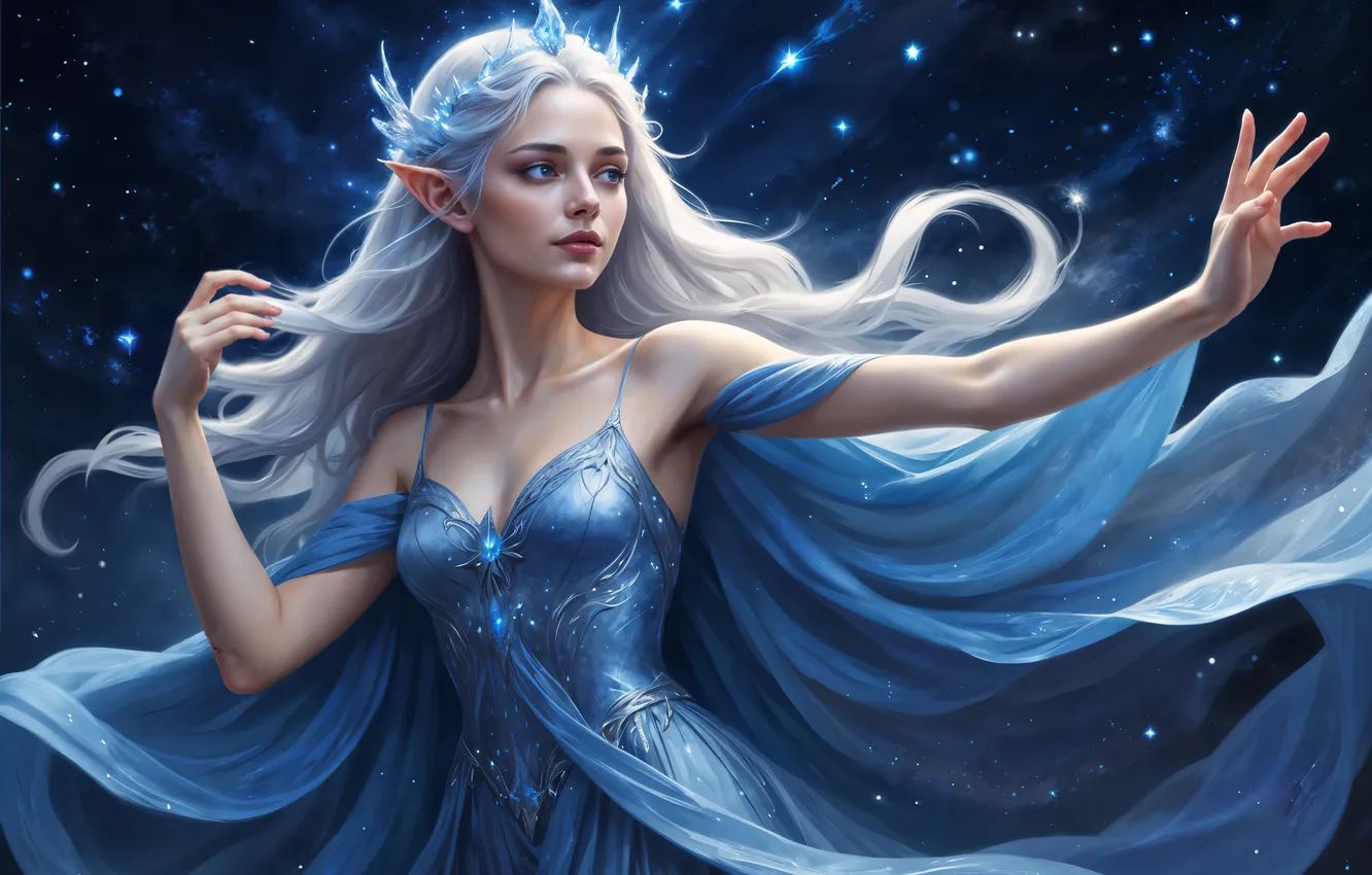 Photo wallpaper neural network, winter, fantasy, girl, AI art, fiction