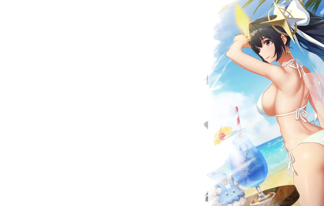 Photo wallpaper girl, sexy, ass, beach, boobs, anime, pretty, seaside