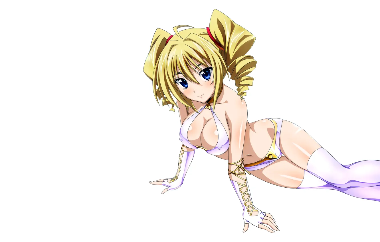 Photo wallpaper girl, sexy, cleavage, thighhighs, long hair, boobs, anime, beautiful