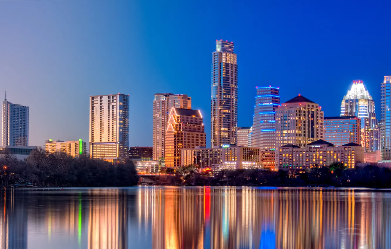Photo wallpaper USA, Austin, twilight, twilight, Austin, Texas, Texas
