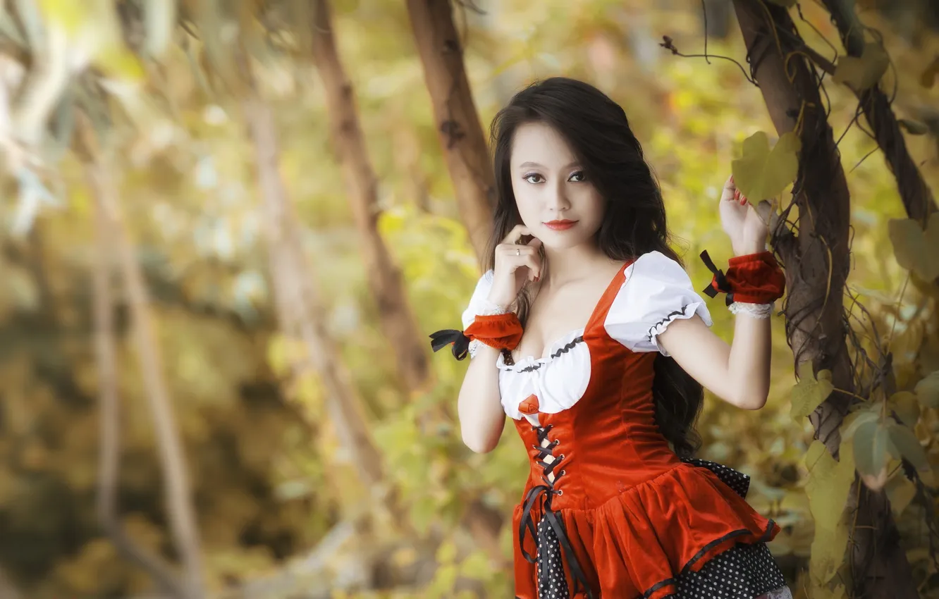 Photo wallpaper look, girl, Asian