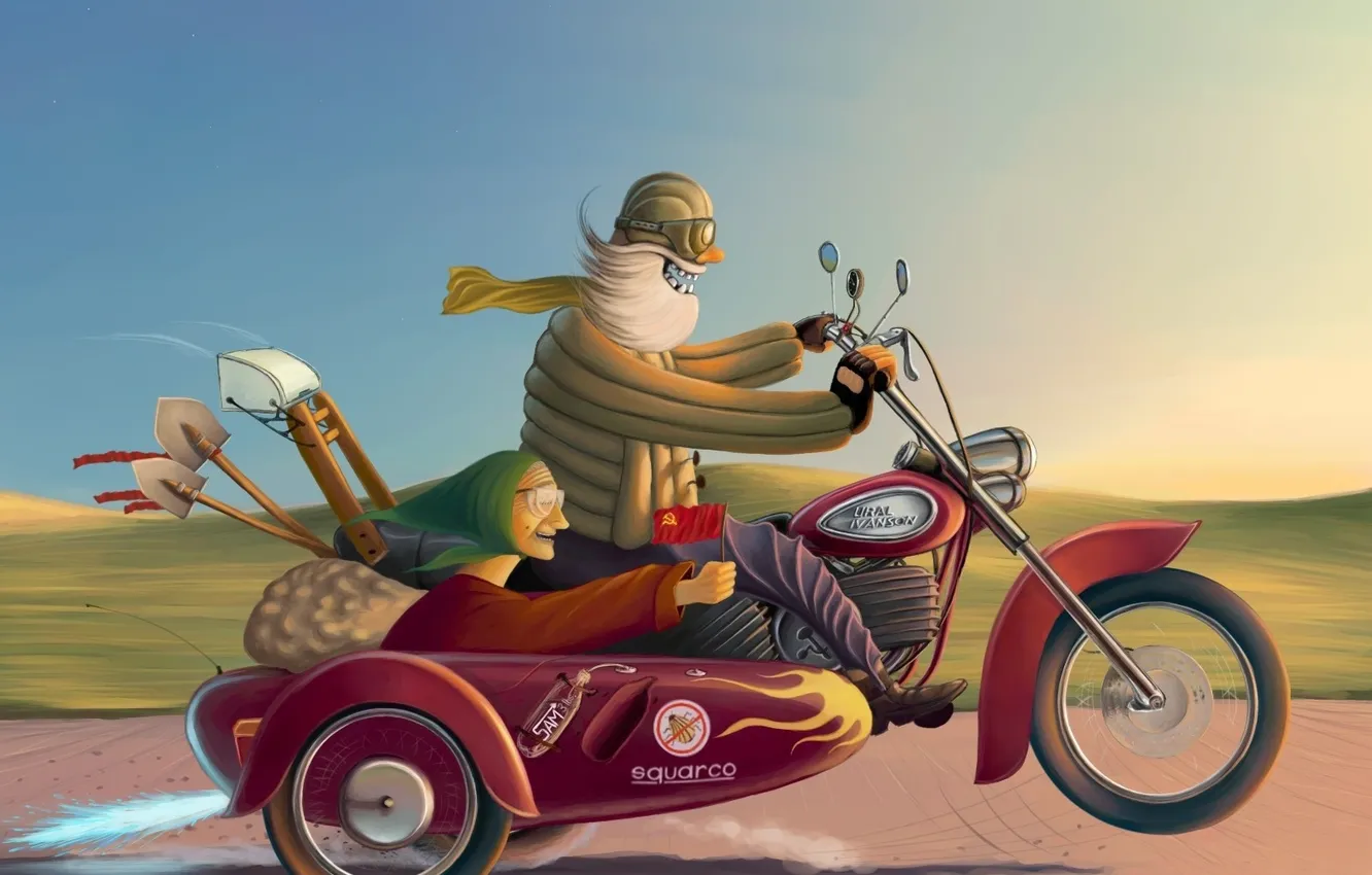 Photo wallpaper road, mood, motorcycle, the trick