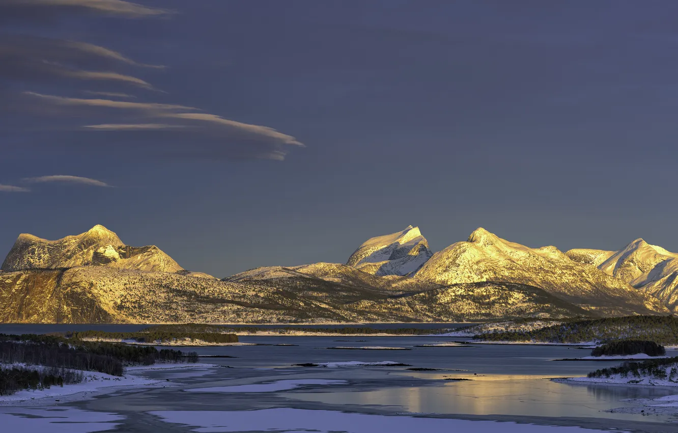 Photo wallpaper the sky, mountains, lake, spring