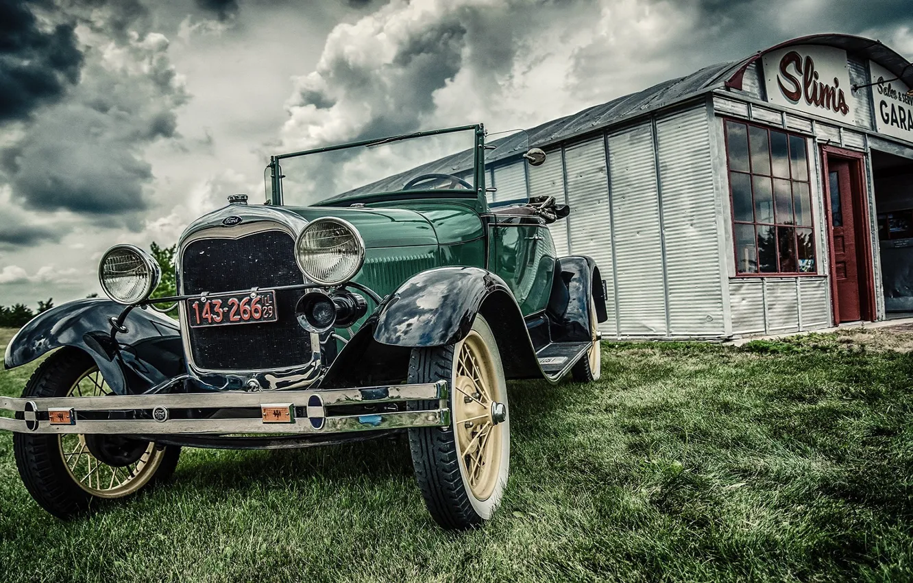 Photo wallpaper car, ford, vintage, old, garage