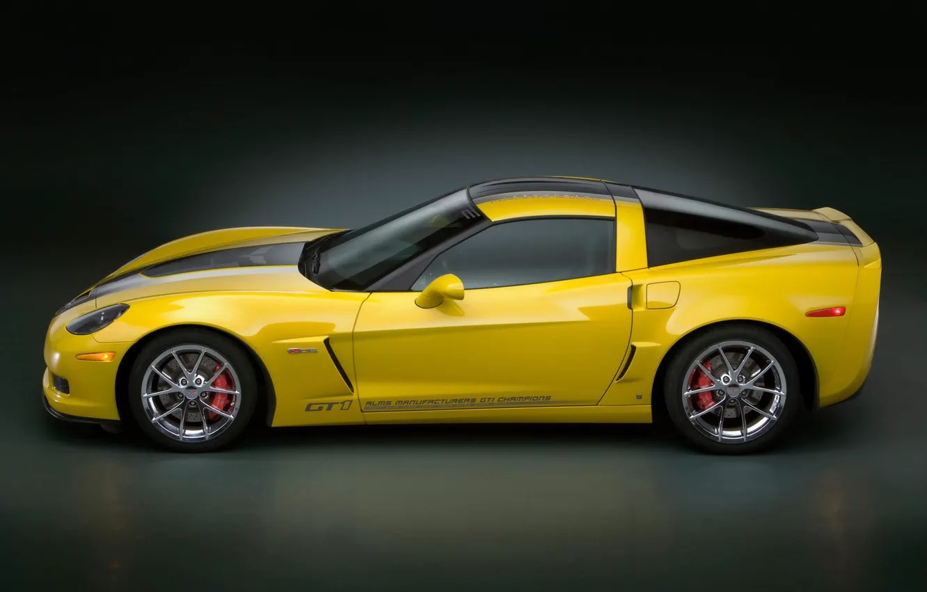 Photo wallpaper yellow, Chevrolet, Corvette GT1