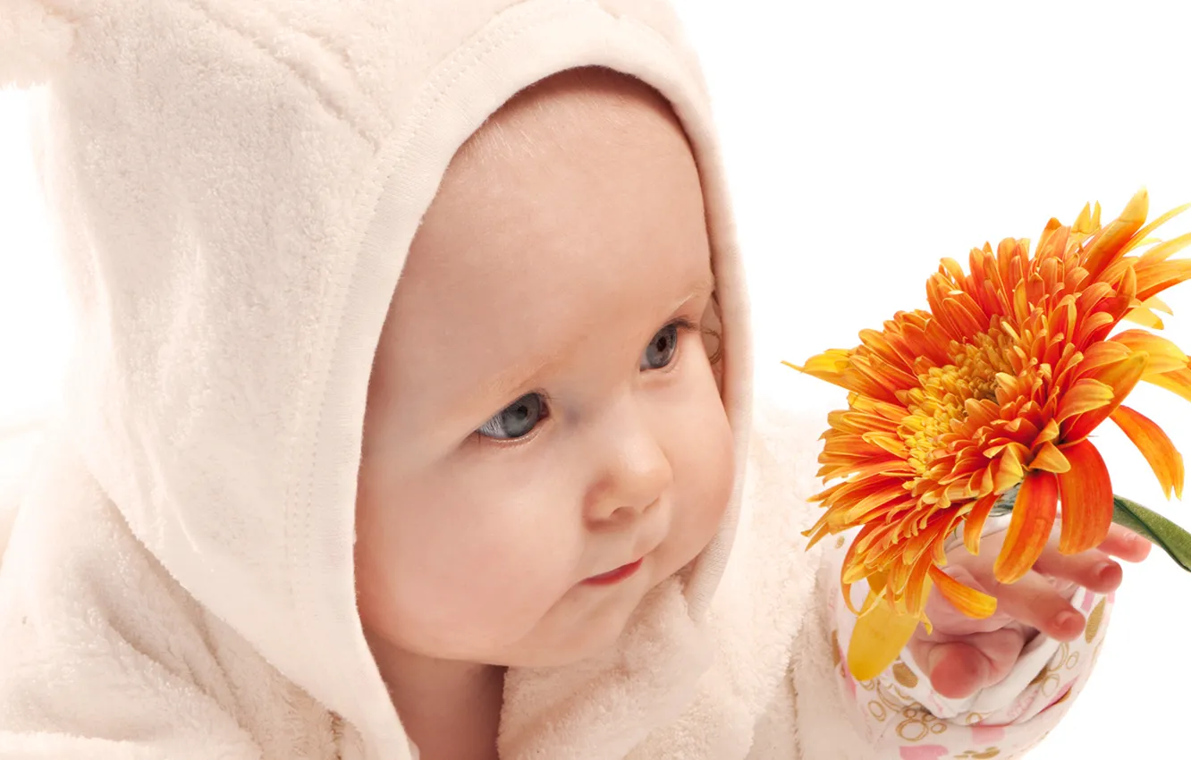 Photo wallpaper flower, child, baby