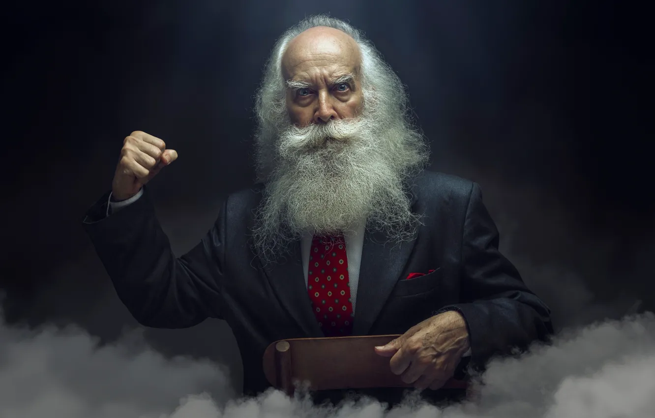 Photo wallpaper costume, grandfather, beard, gesture, fist