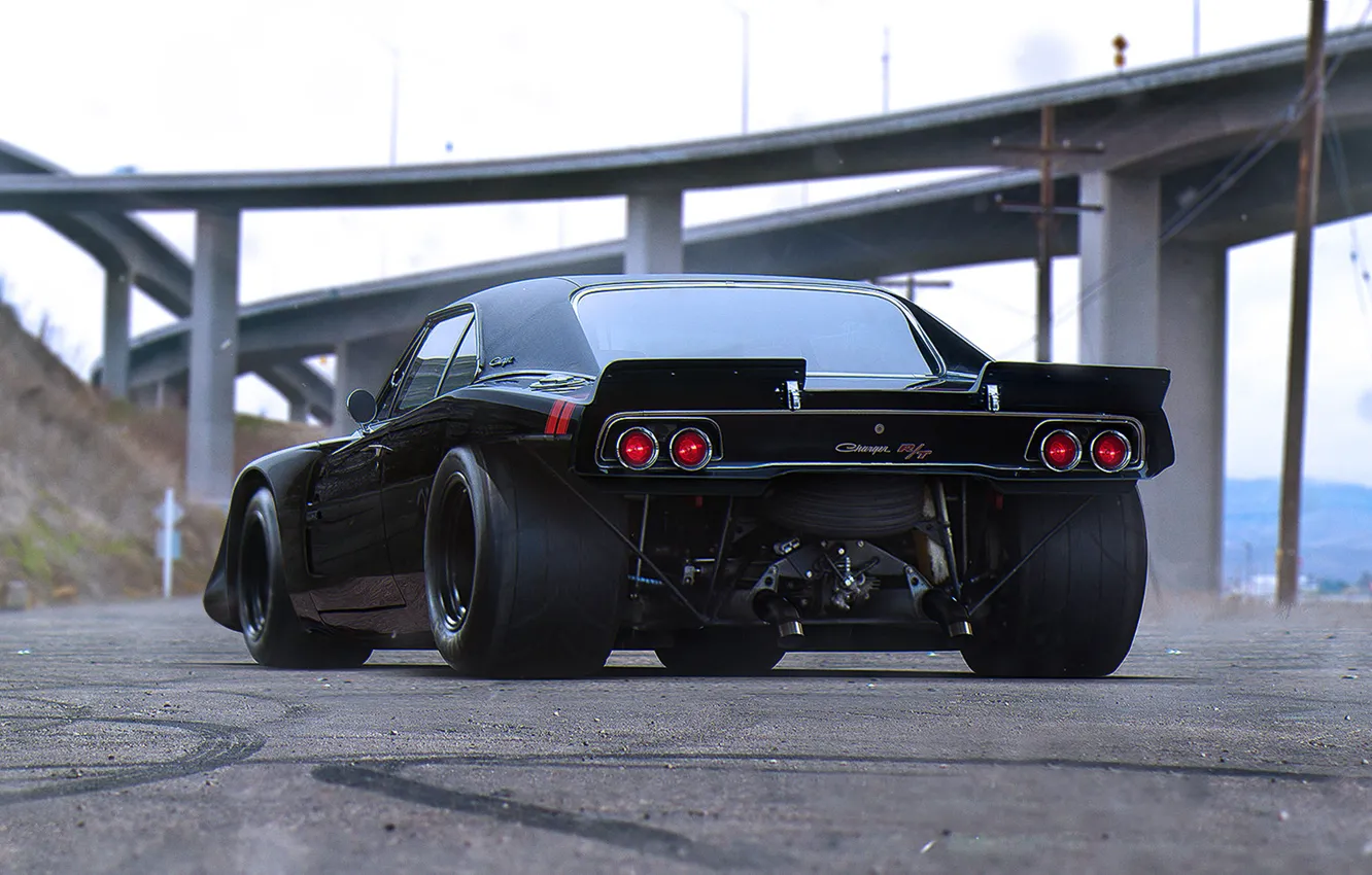 Photo wallpaper Muscle, Dodge, Car, Black, Charger, Tuning, Future, Drag