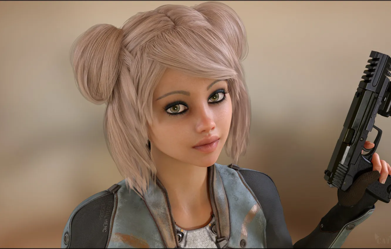 Photo wallpaper girl, gun, weapons, background