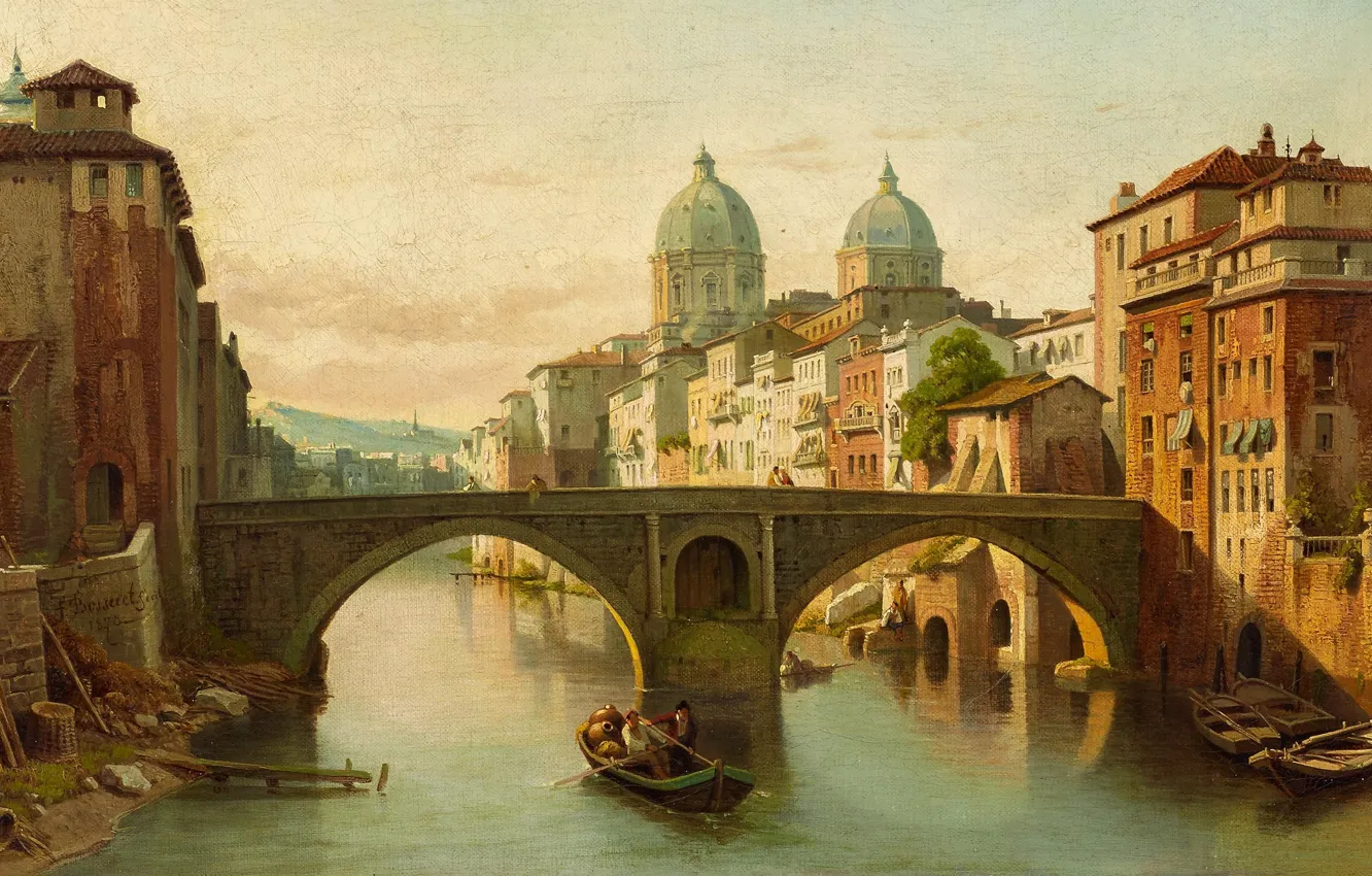 Photo wallpaper 1878, Belgian painter, Belgian painter, oil on canvas, François-Antoine Bossuet, Italian urban landscape, Italian city …