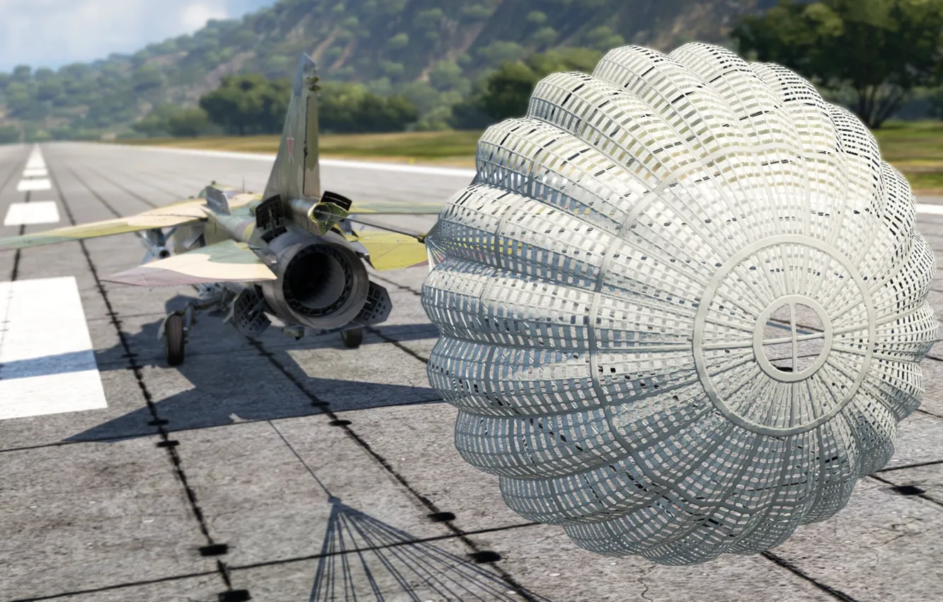 Photo wallpaper USSR, multi-role fighter, OKB MiG, Brake parachute, The MiG-23ML