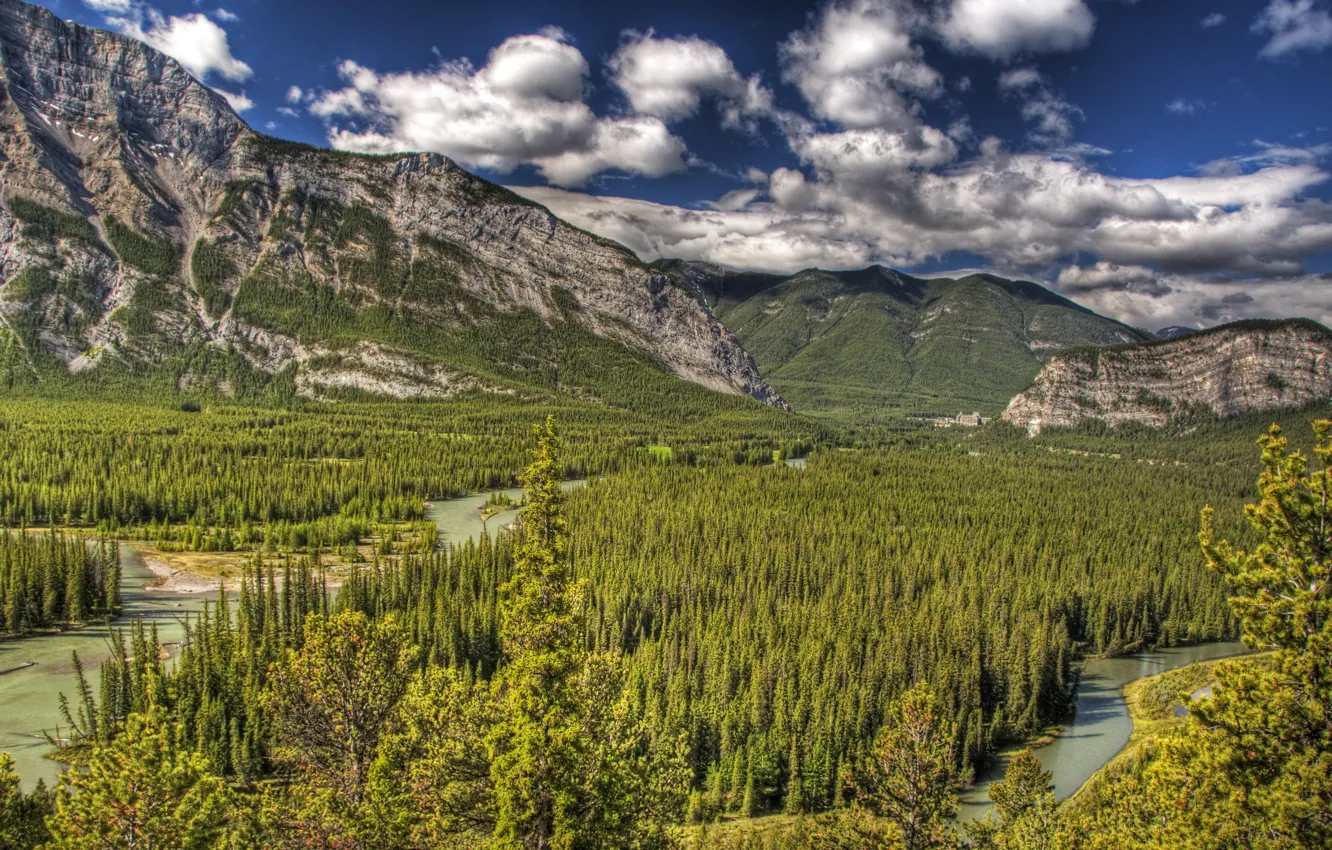 Photo wallpaper forest, landscape, mountains, nature, Park, photo, HDR, Canada
